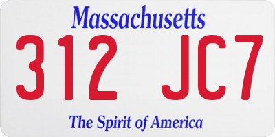 MA license plate 312JC7