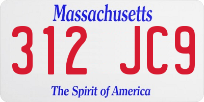 MA license plate 312JC9