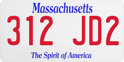 MA license plate 312JD2