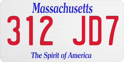 MA license plate 312JD7
