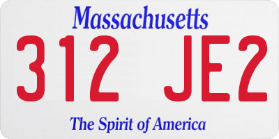 MA license plate 312JE2