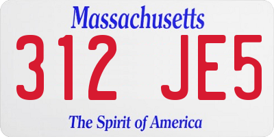MA license plate 312JE5