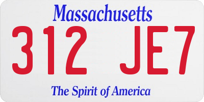 MA license plate 312JE7