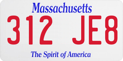 MA license plate 312JE8