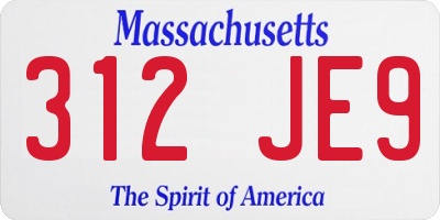MA license plate 312JE9