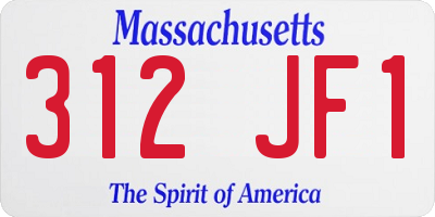 MA license plate 312JF1