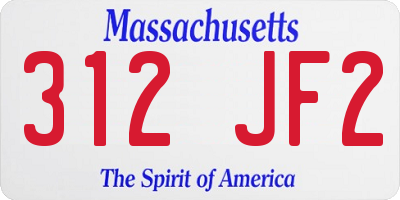 MA license plate 312JF2