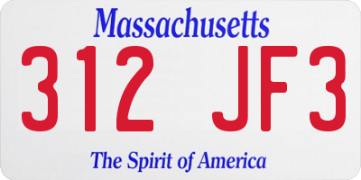 MA license plate 312JF3