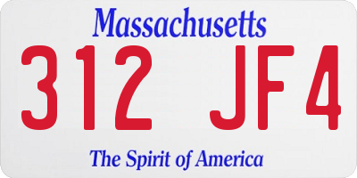 MA license plate 312JF4
