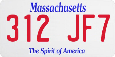MA license plate 312JF7