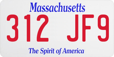 MA license plate 312JF9