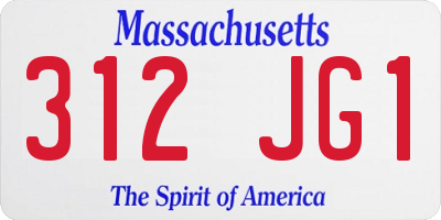 MA license plate 312JG1