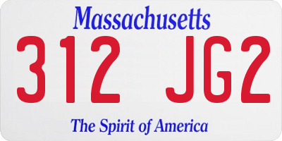 MA license plate 312JG2