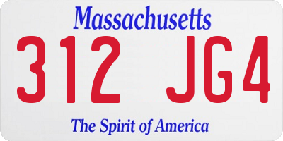 MA license plate 312JG4