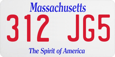 MA license plate 312JG5