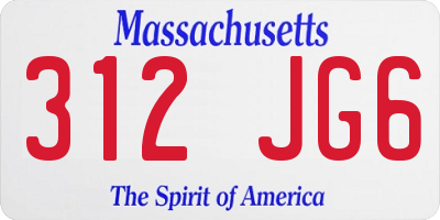 MA license plate 312JG6