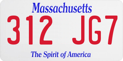 MA license plate 312JG7