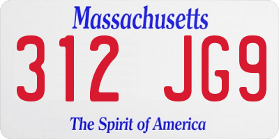 MA license plate 312JG9