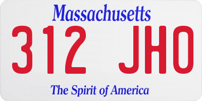 MA license plate 312JH0