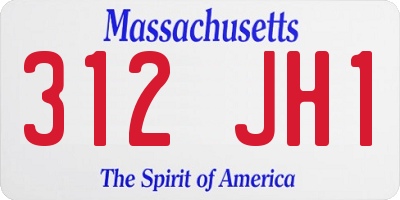 MA license plate 312JH1