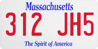 MA license plate 312JH5