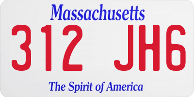 MA license plate 312JH6