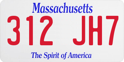 MA license plate 312JH7