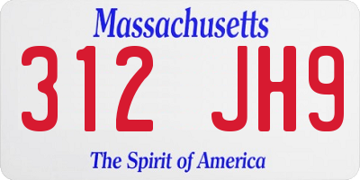 MA license plate 312JH9