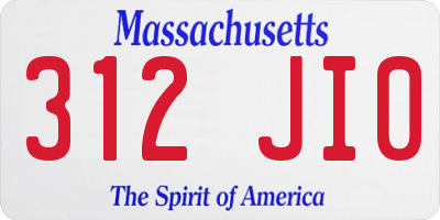 MA license plate 312JI0
