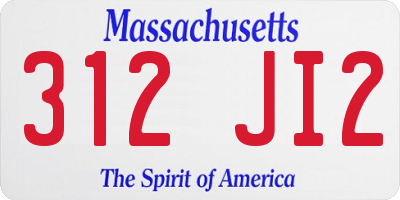 MA license plate 312JI2