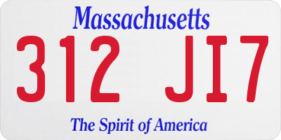 MA license plate 312JI7