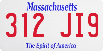 MA license plate 312JI9