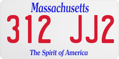 MA license plate 312JJ2