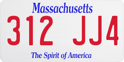 MA license plate 312JJ4