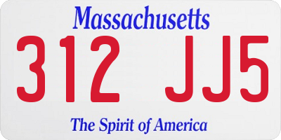 MA license plate 312JJ5