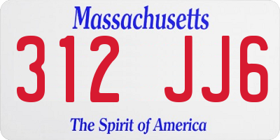 MA license plate 312JJ6