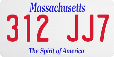 MA license plate 312JJ7