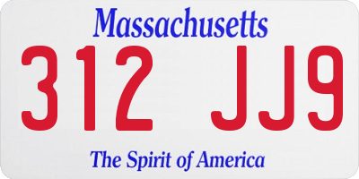 MA license plate 312JJ9