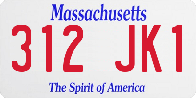 MA license plate 312JK1