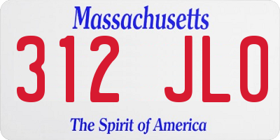 MA license plate 312JL0