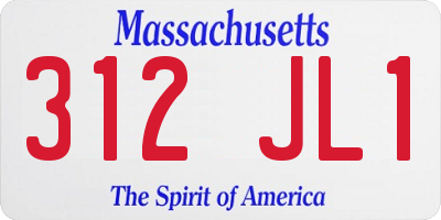 MA license plate 312JL1