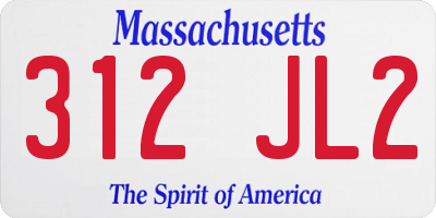 MA license plate 312JL2