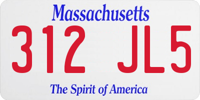 MA license plate 312JL5