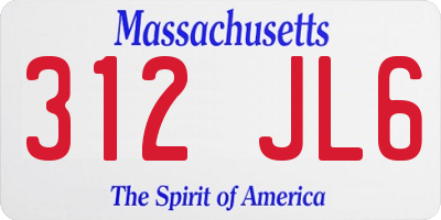 MA license plate 312JL6