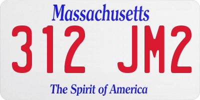 MA license plate 312JM2