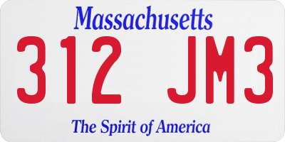 MA license plate 312JM3