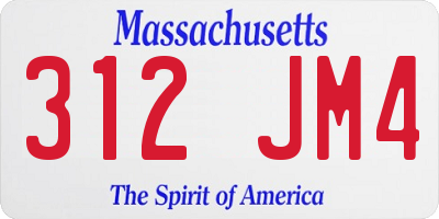 MA license plate 312JM4
