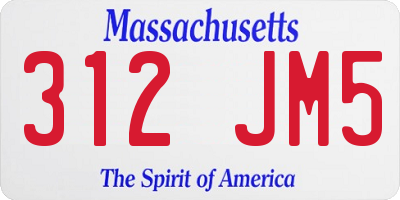 MA license plate 312JM5