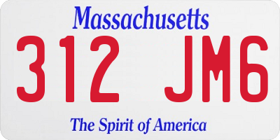 MA license plate 312JM6