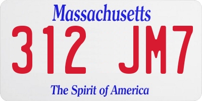 MA license plate 312JM7